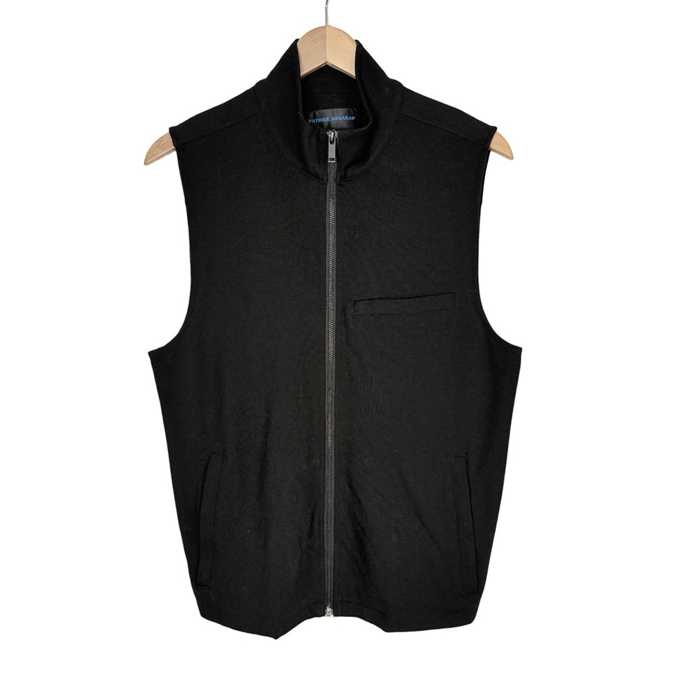 Patrick Assaraf Light Black Knit Vest Zip Up Men's M Preppy Business Casual EUC
